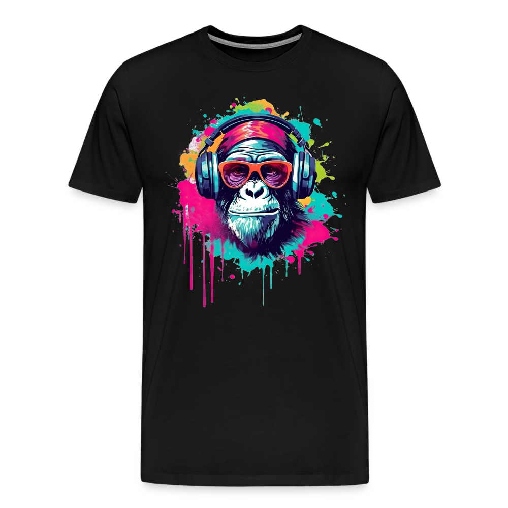 DJ Monkey Affe T-Shirt Männer Premium T-Shirt - Schwarz