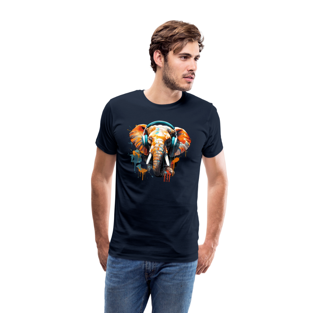 Elefant Kopfhörer Safari Zoo Männer Premium T-Shirt - Navy