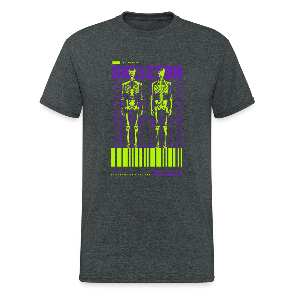 Urban Streetwear Skeleton T-Shirt Herren - Dunkelgrau meliert