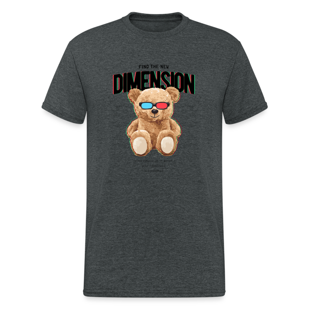 Teddybär Bear Find The New Dimension Streetwear Spruch T-Shirt Herren - Dunkelgrau meliert