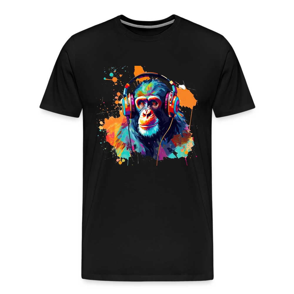 DJ Monkey Affe T-Shirt Männer Premium T-Shirt - Schwarz