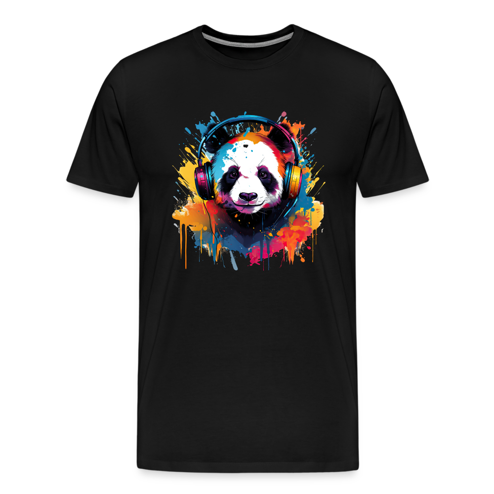 Panda Kopfhörer Safari Zoo Männer Premium T-Shirt - Schwarz