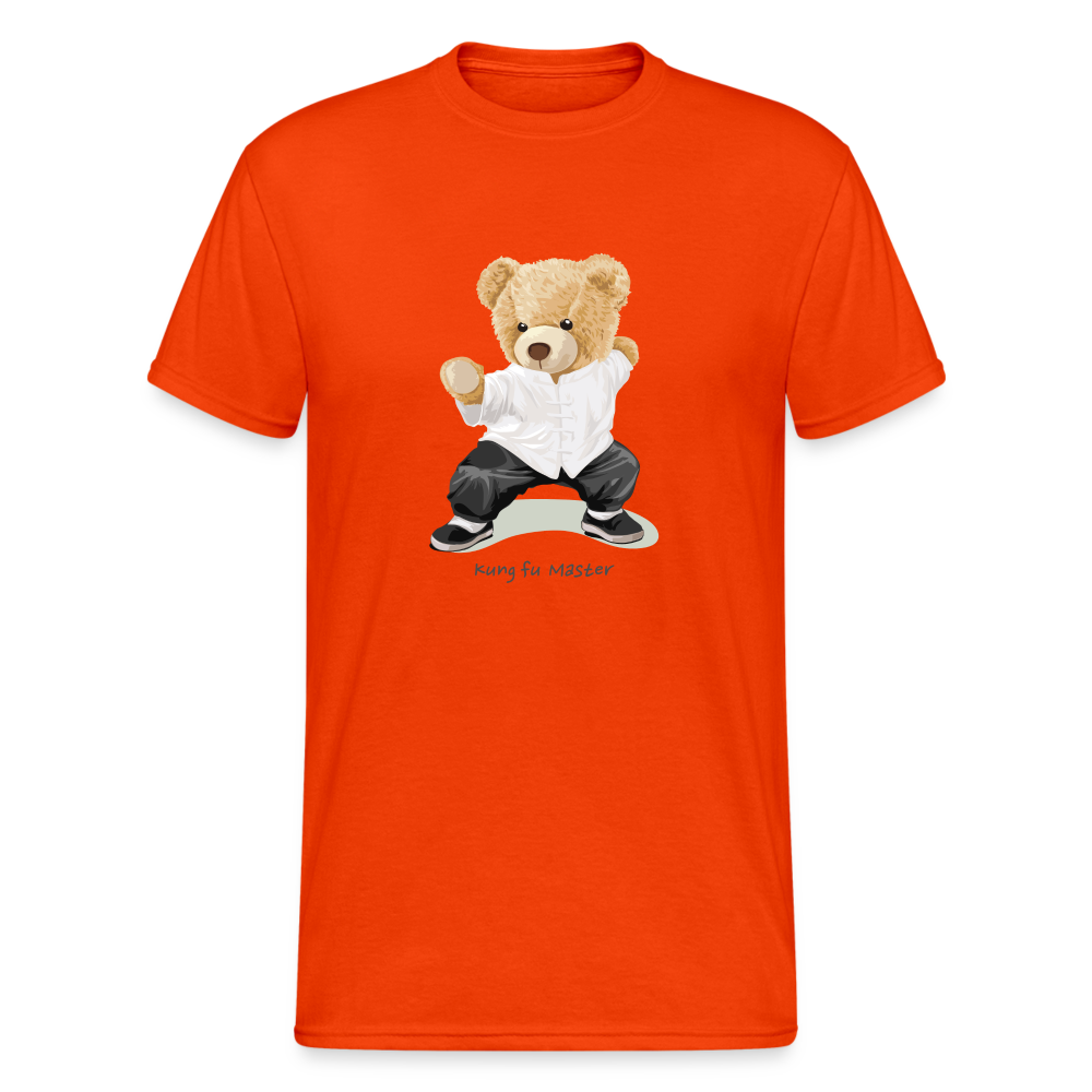 Teddybär Bear Kungfu Master Streetwear Spruch T-Shirt Herren - kräftig Orange