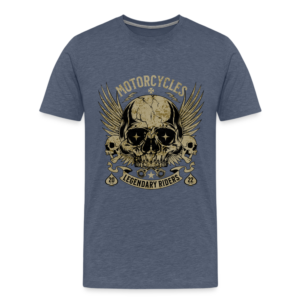 Motorcycles Legendary Riders Premium T-Shirt Herren - Blau meliert