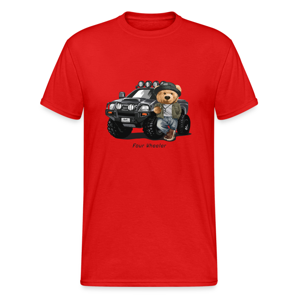 Teddybär Bear Four Wheeler Streetwear Spruch T-Shirt Herren - Rot