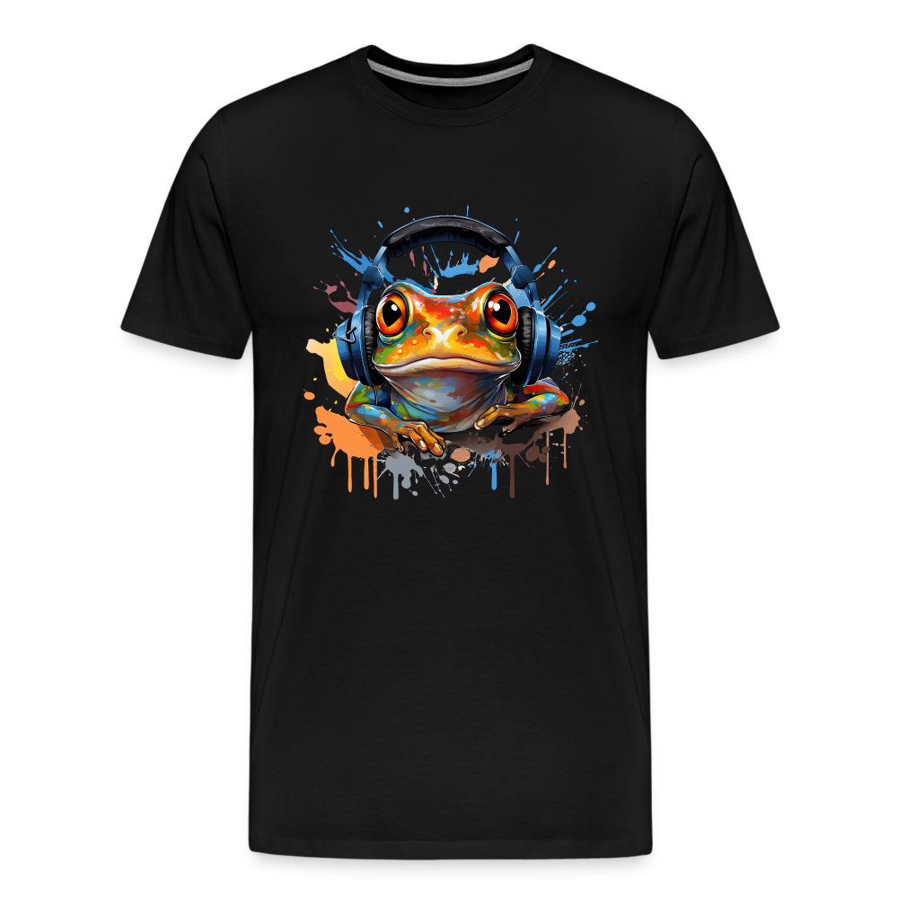 Frosch Kopfhörer Safari Zoo Männer Premium T-Shirt - Schwarz