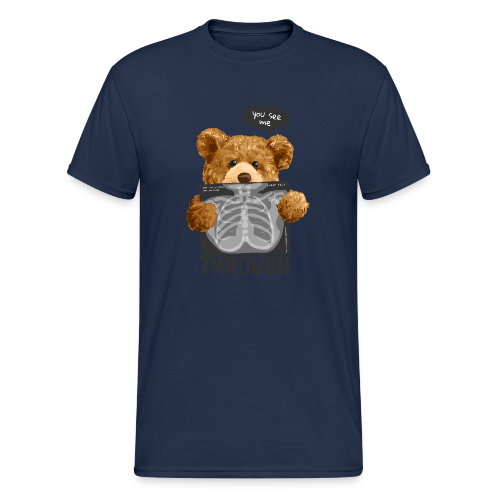 Teddybär Bear Through Streetwear Spruch T-Shirt Herren - Navy