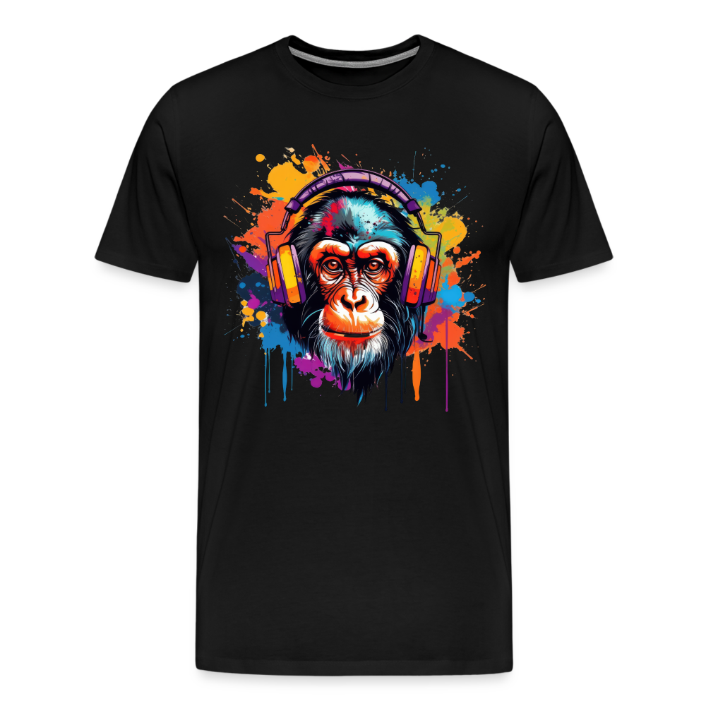 DJ Monkey Affe T-Shirt Männer Premium T-Shirt - Schwarz