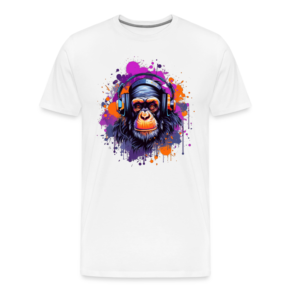 DJ Monkey Affe T-Shirt Männer Premium T-Shirt - Weiß