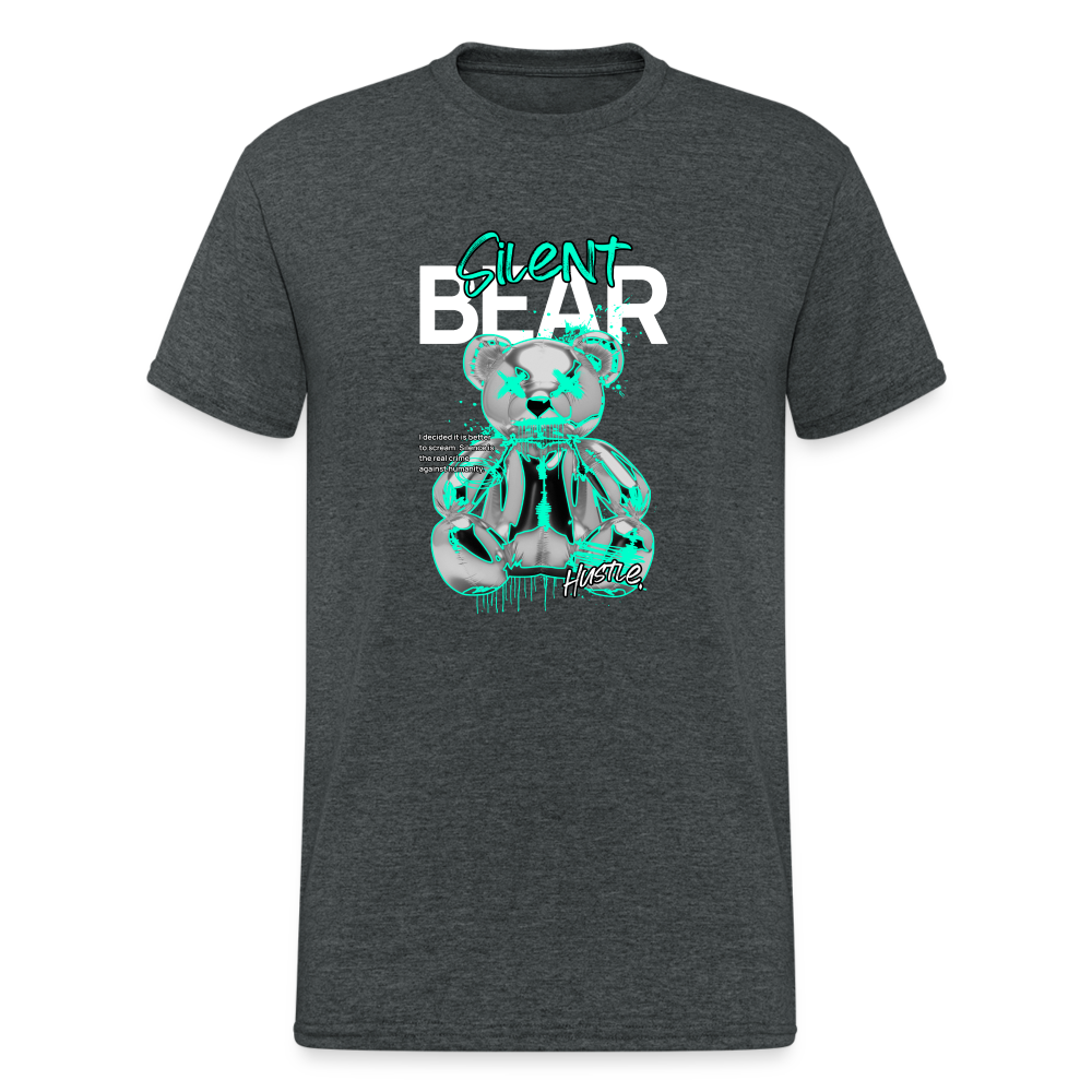 Teddybär Bear Silent Bear Streetwear Spruch T-Shirt Herren - Dunkelgrau meliert