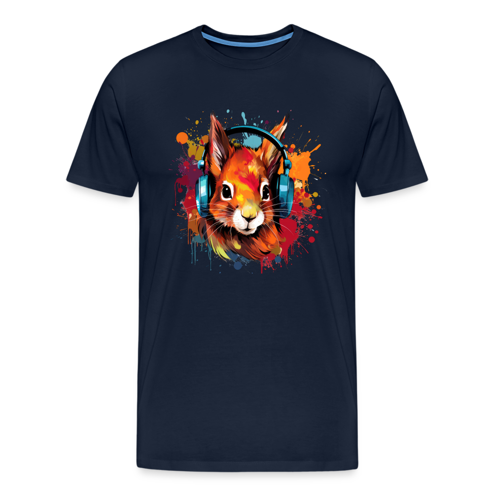 Eichhörnchen Kopfhörer Safari Zoo Männer Premium T-Shirt - Navy