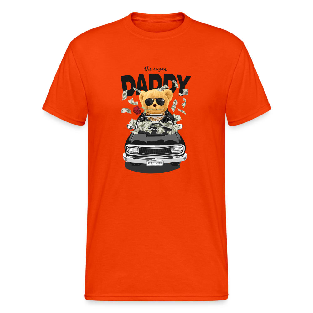 Teddybär Bear the sugar Daddy Streetwear Spruch T-Shirt Herren - kräftig Orange