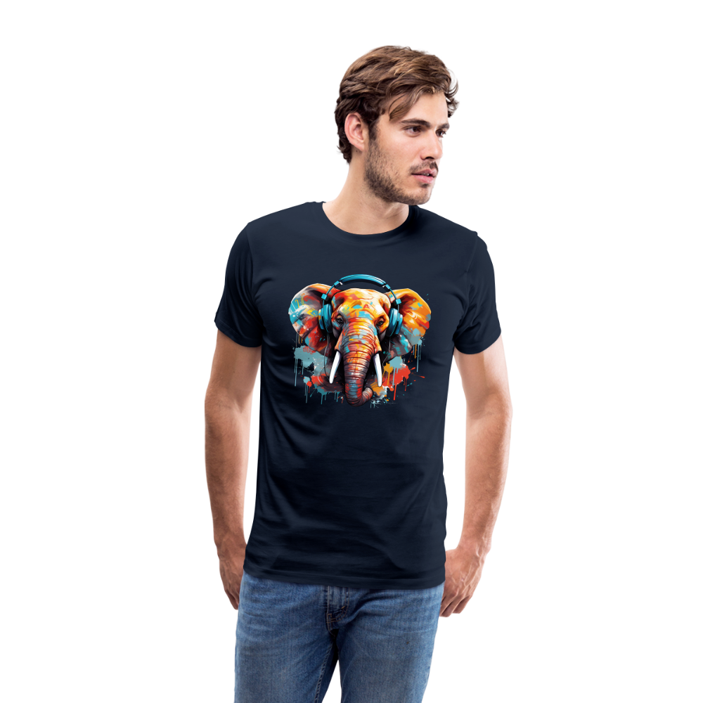 Elefant Kopfhörer Safari Zoo Männer Premium T-Shirt - Navy