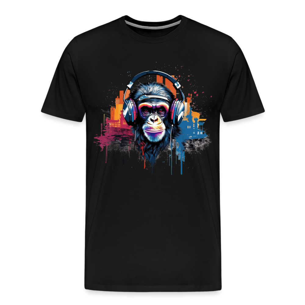 DJ Monkey Affe T-Shirt Männer Premium T-Shirt - Schwarz