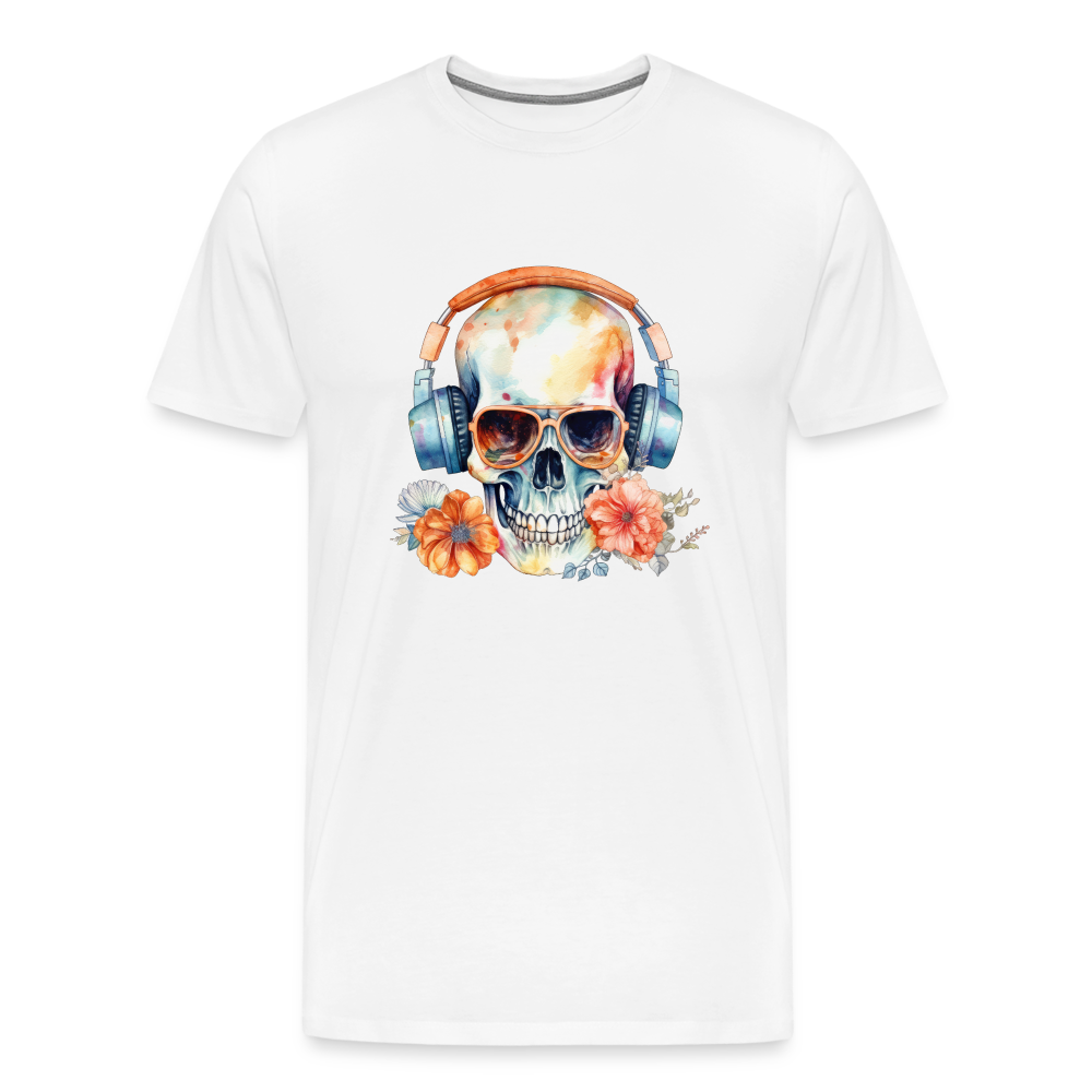 Totenkopf Kopfhörer Safari Zoo Männer Premium T-Shirt - Weiß