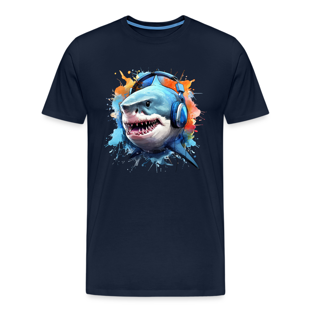 Hai Kopfhörer Safari Zoo Männer Premium T-Shirt - Navy