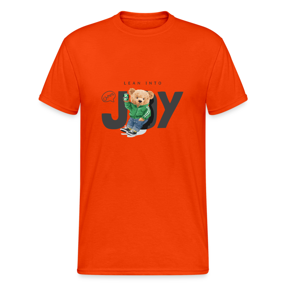 Teddybär Bear Joy Master Streetwear Spruch T-Shirt Herren - kräftig Orange