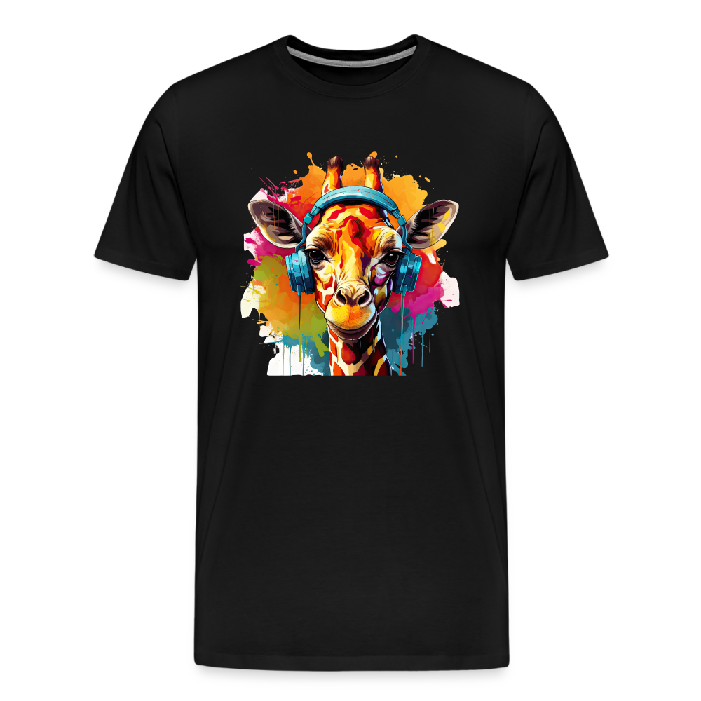 Giraffe Kopfhörern Safari Zoo Männer Premium T-Shirt - Schwarz