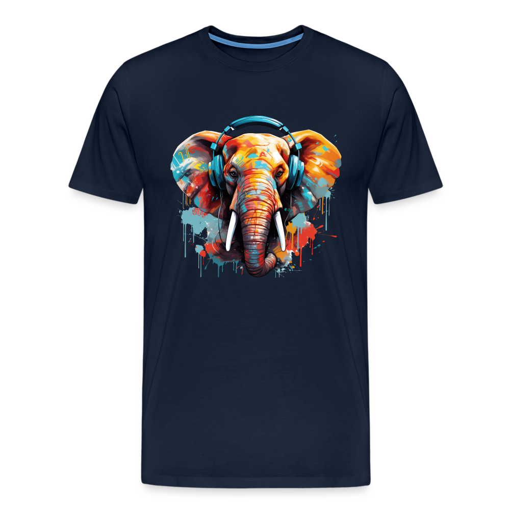Elefant Kopfhörer Safari Zoo Männer Premium T-Shirt - Navy