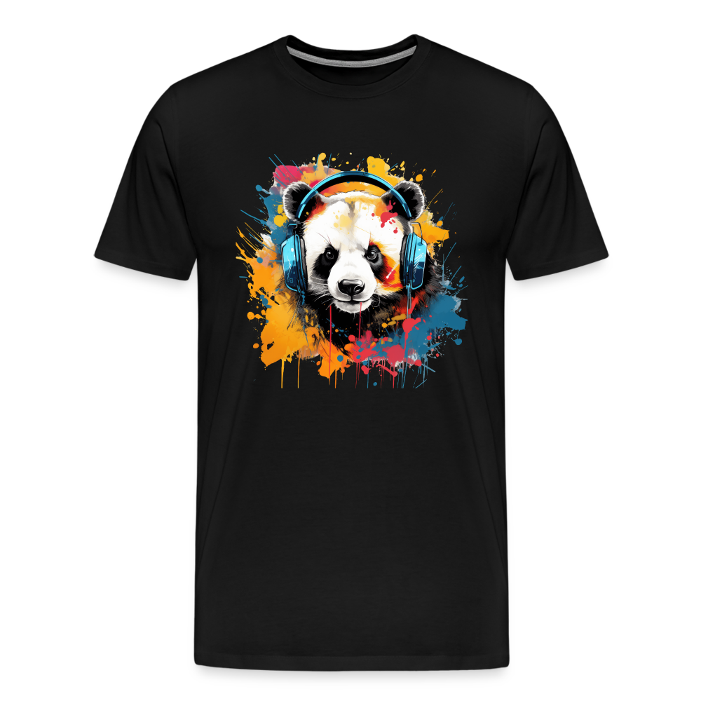 Panda Kopfhörer Safari Zoo Männer Premium T-Shirt - Schwarz