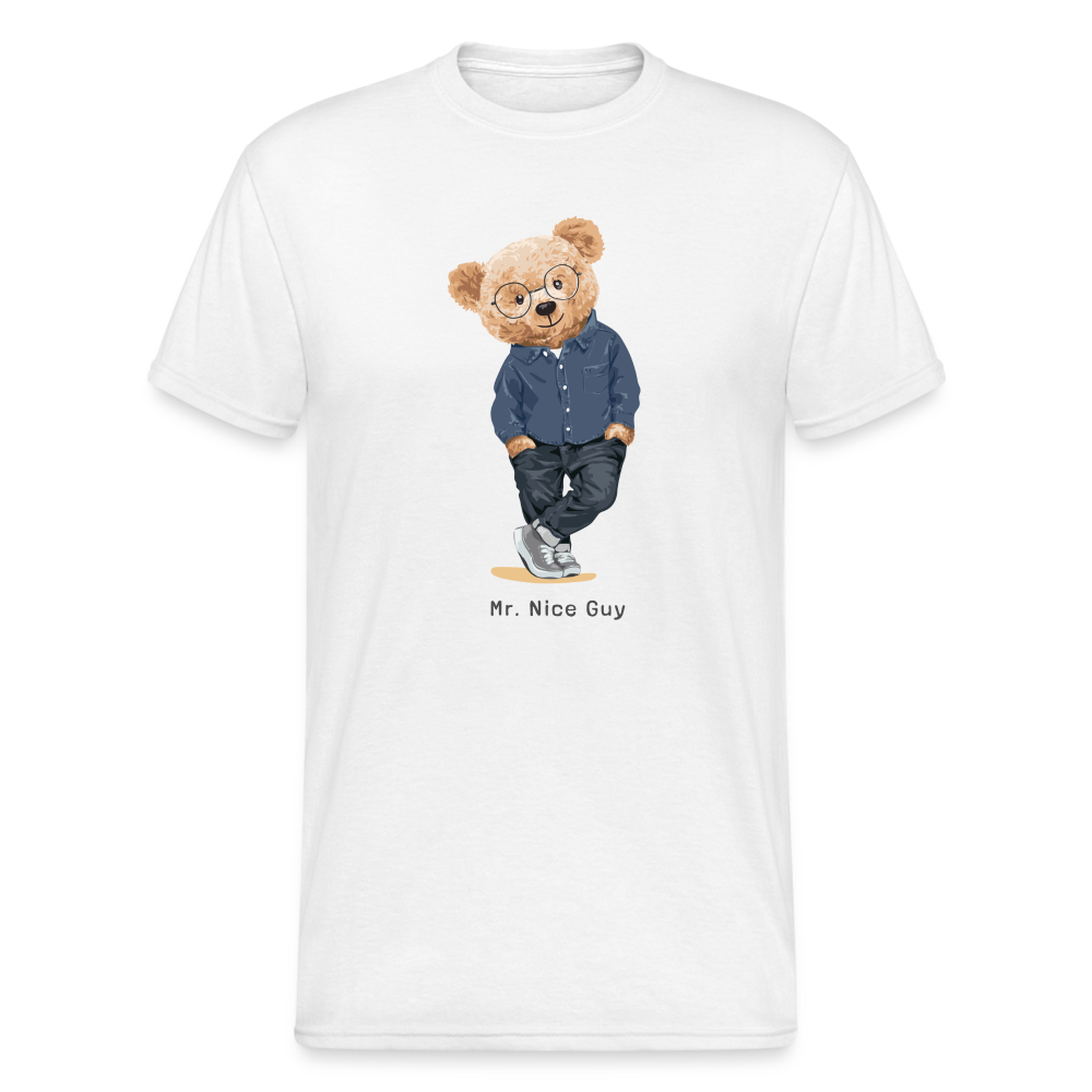 Teddybär Bear Mr nice Guy Streetwear Spruch T-Shirt Herren - Weiß