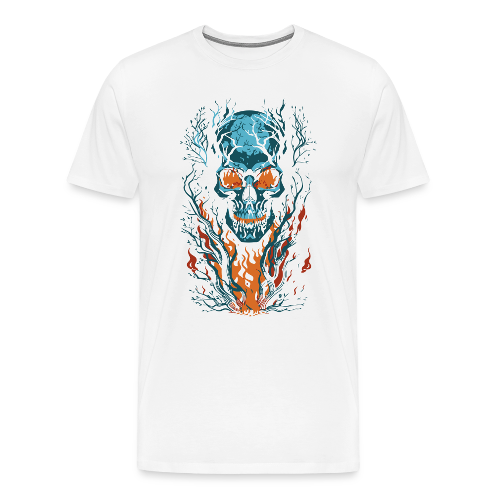 Fire Skull Totenkopf Premium T-Shirt Herren - Weiß