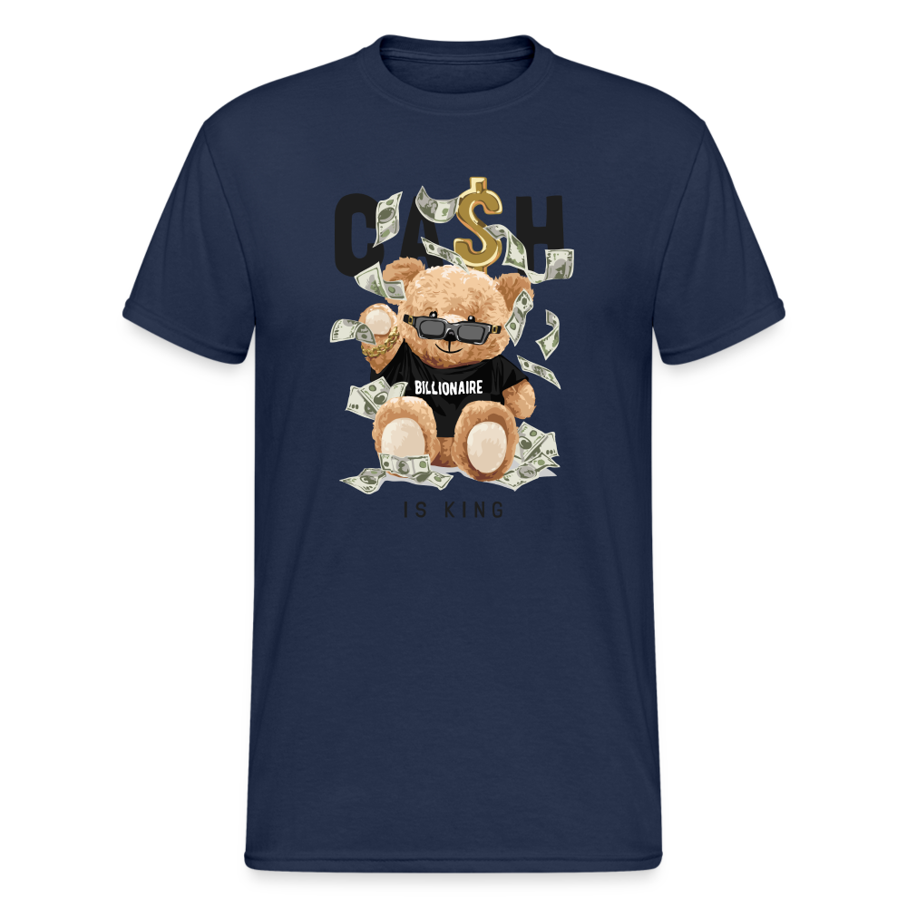 Teddybär Bear Cash Is King Streetwear Spruch T-Shirt Herren - Navy