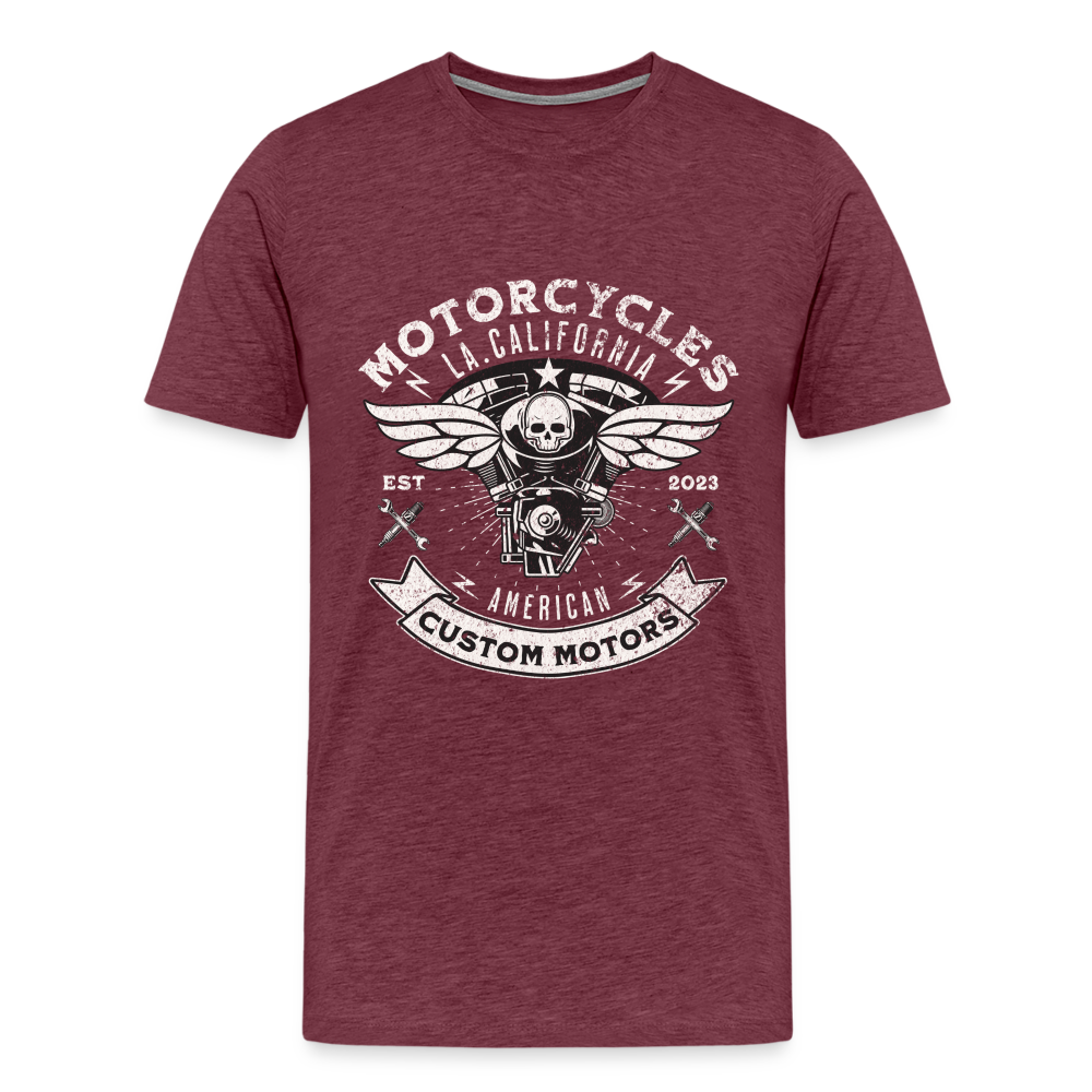 Motorcycles Custom Motors Premium T-Shirt Herren - Bordeauxrot meliert