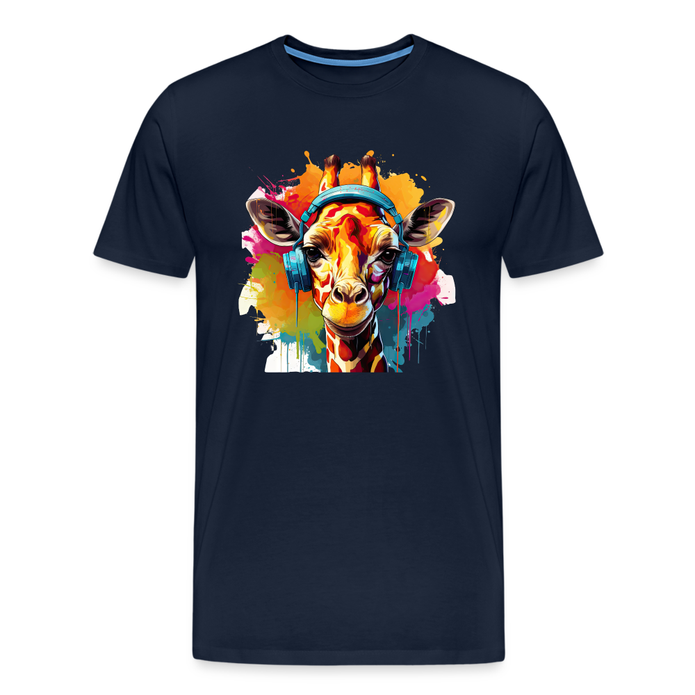 Giraffe Kopfhörern Safari Zoo Männer Premium T-Shirt - Navy