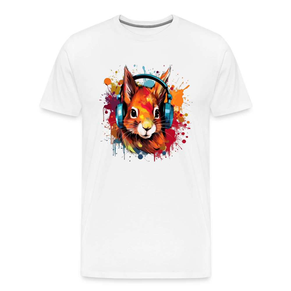 Eichhörnchen Kopfhörer Safari Zoo Männer Premium T-Shirt - Weiß