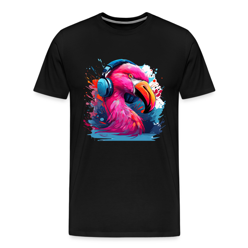 Flamingo Kopfhörer Safari Zoo Männer Premium T-Shirt - Schwarz
