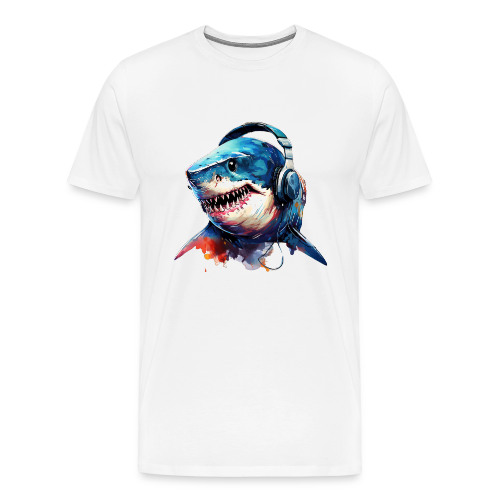 Hai Kopfhörer Safari Zoo Männer Premium T-Shirt - Weiß