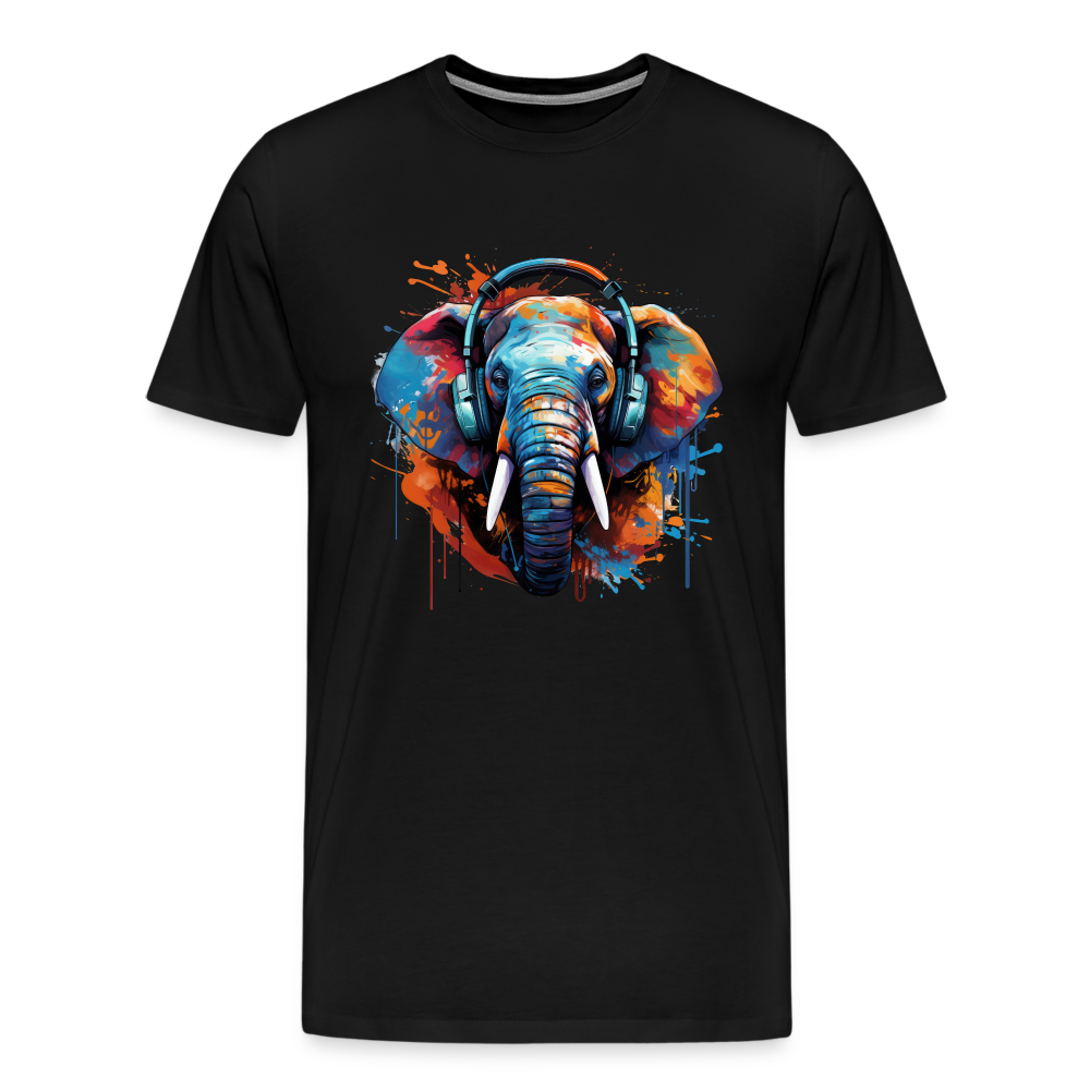Elefant Kopfhörer Safari Zoo Männer Premium T-Shirt - Schwarz