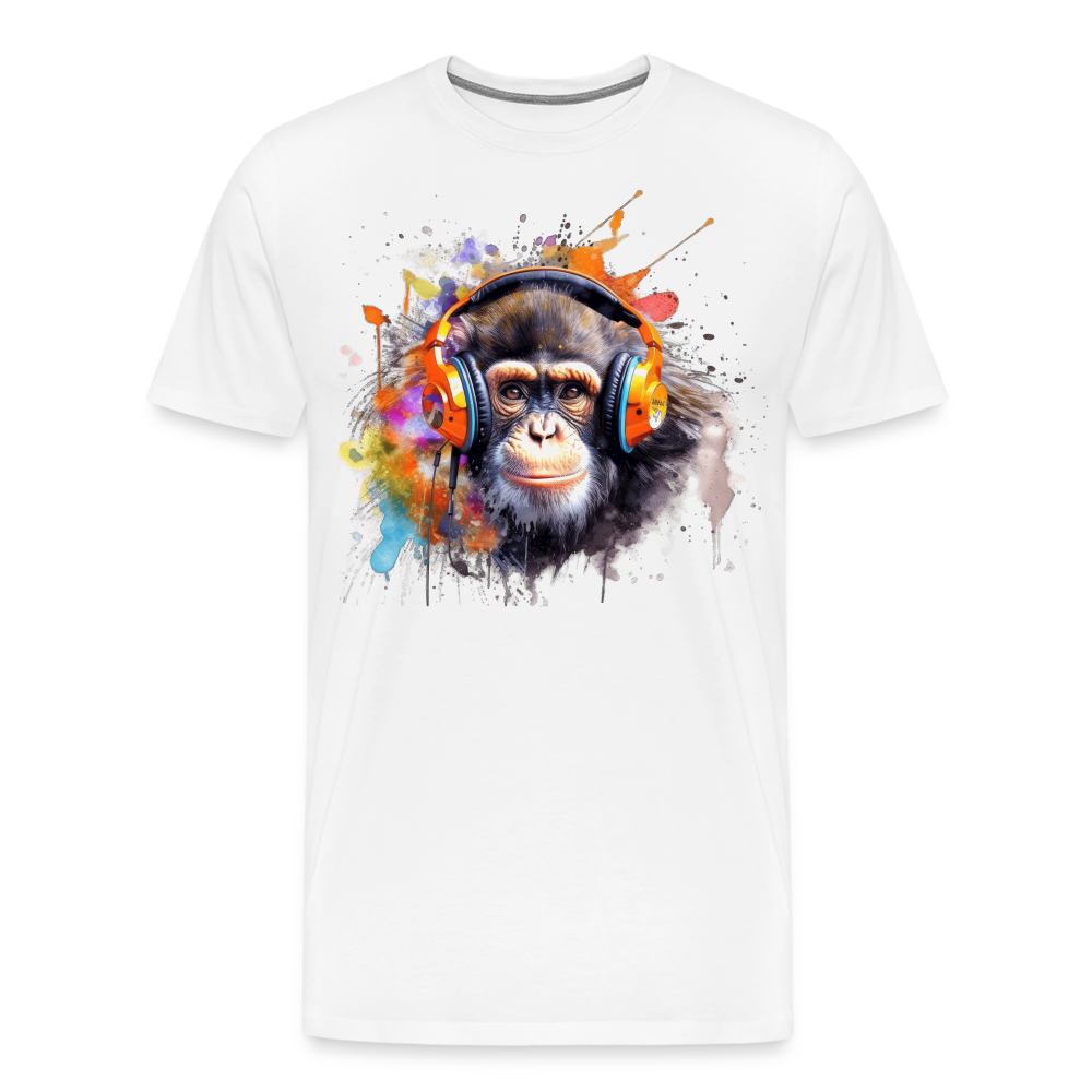 DJ Monkey Affe T-Shirt Männer Premium T-Shirt - Weiß