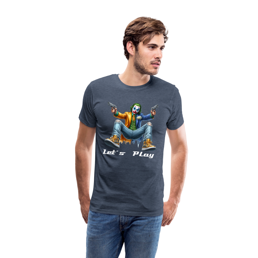 Joker Let´s Play Männer Premium T-Shirt - Blau meliert