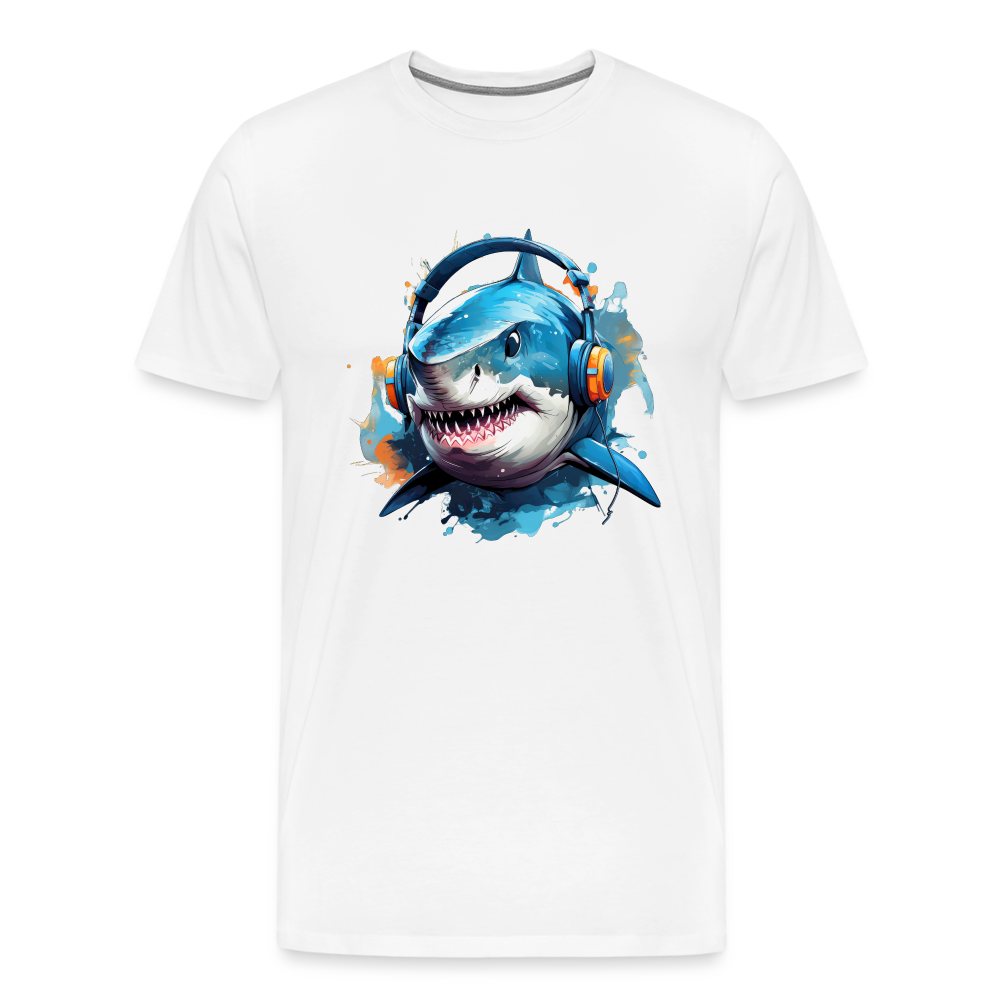 Hai Kopfhörer Safari Zoo Männer Premium T-Shirt - Weiß