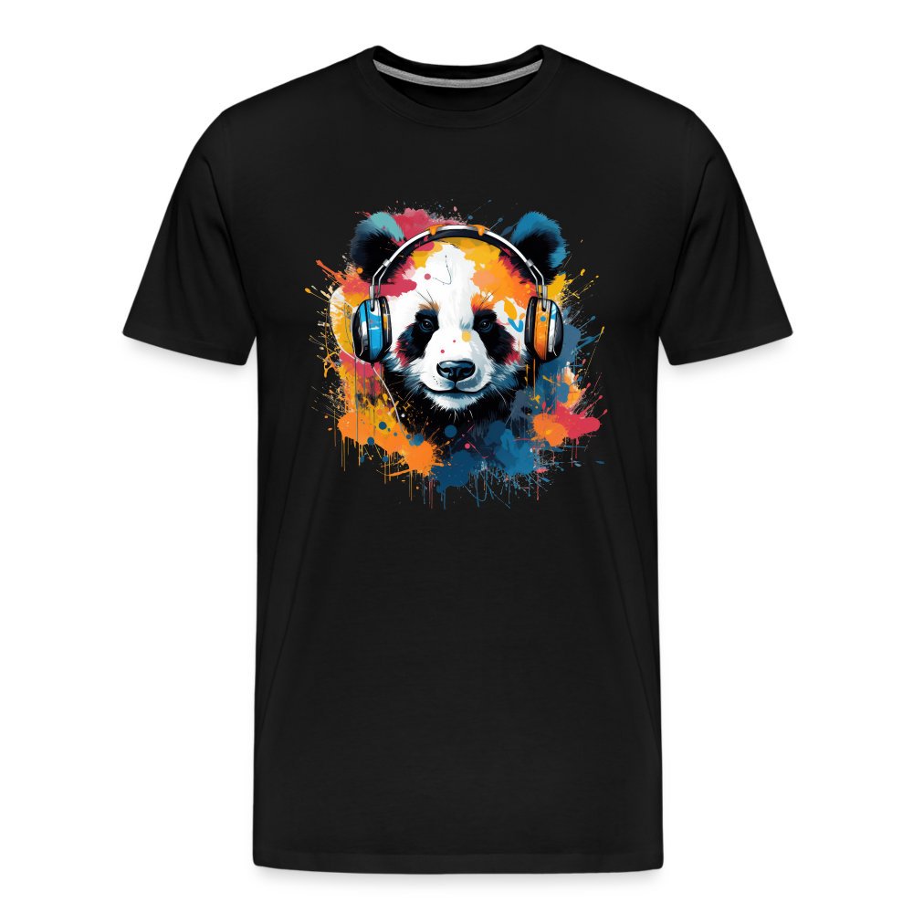 Panda Kopfhörer Safari Zoo Männer Premium T-Shirt - Schwarz