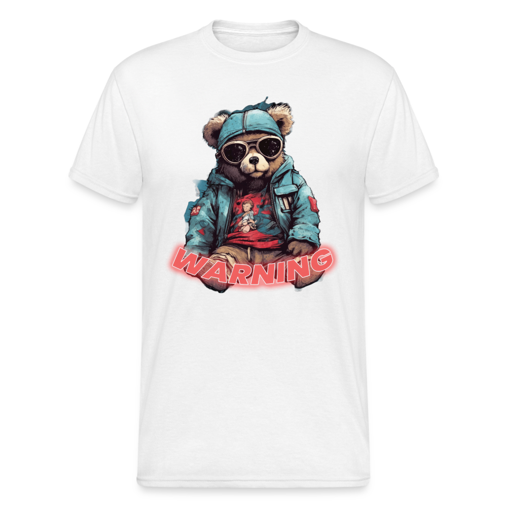 Teddybär Bear Warning Streetwear Spruch T-Shirt Herren - Weiß