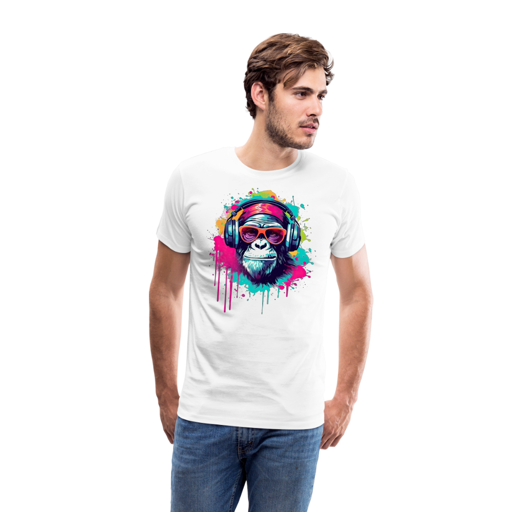DJ Monkey Affe T-Shirt Männer Premium T-Shirt - Weiß