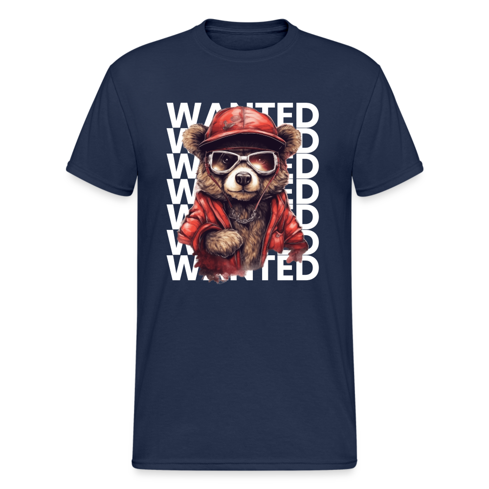 Teddybär Bear Wanted Streetwear Spruch T-Shirt Herren - Navy