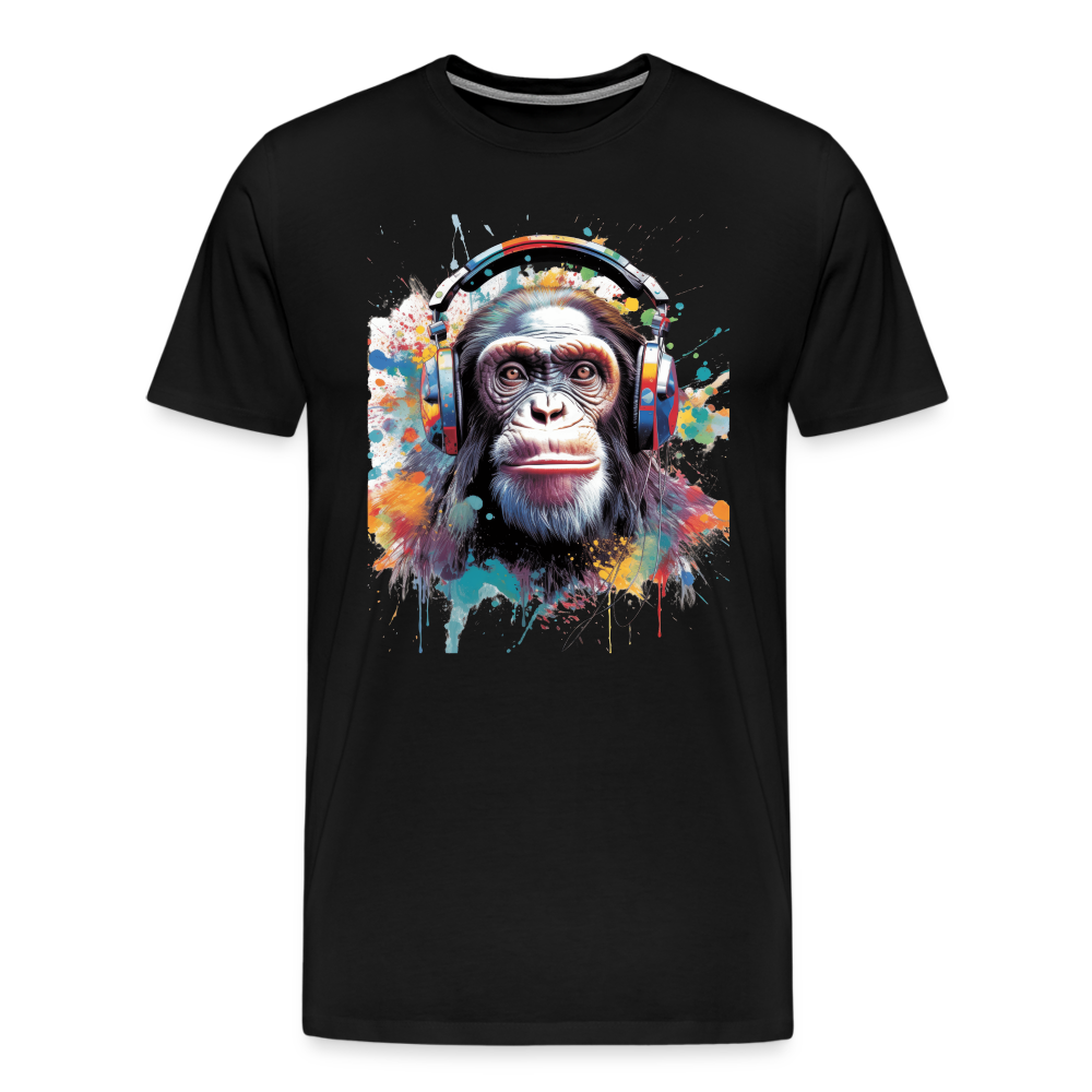 DJ Monkey Affe T-Shirt Männer Premium T-Shirt - Schwarz