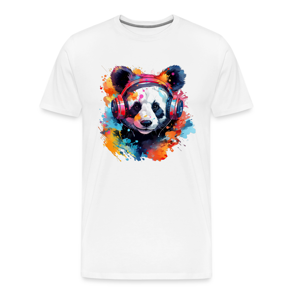 Panda Kopfhörer Safari Zoo Männer Premium T-Shirt - Weiß