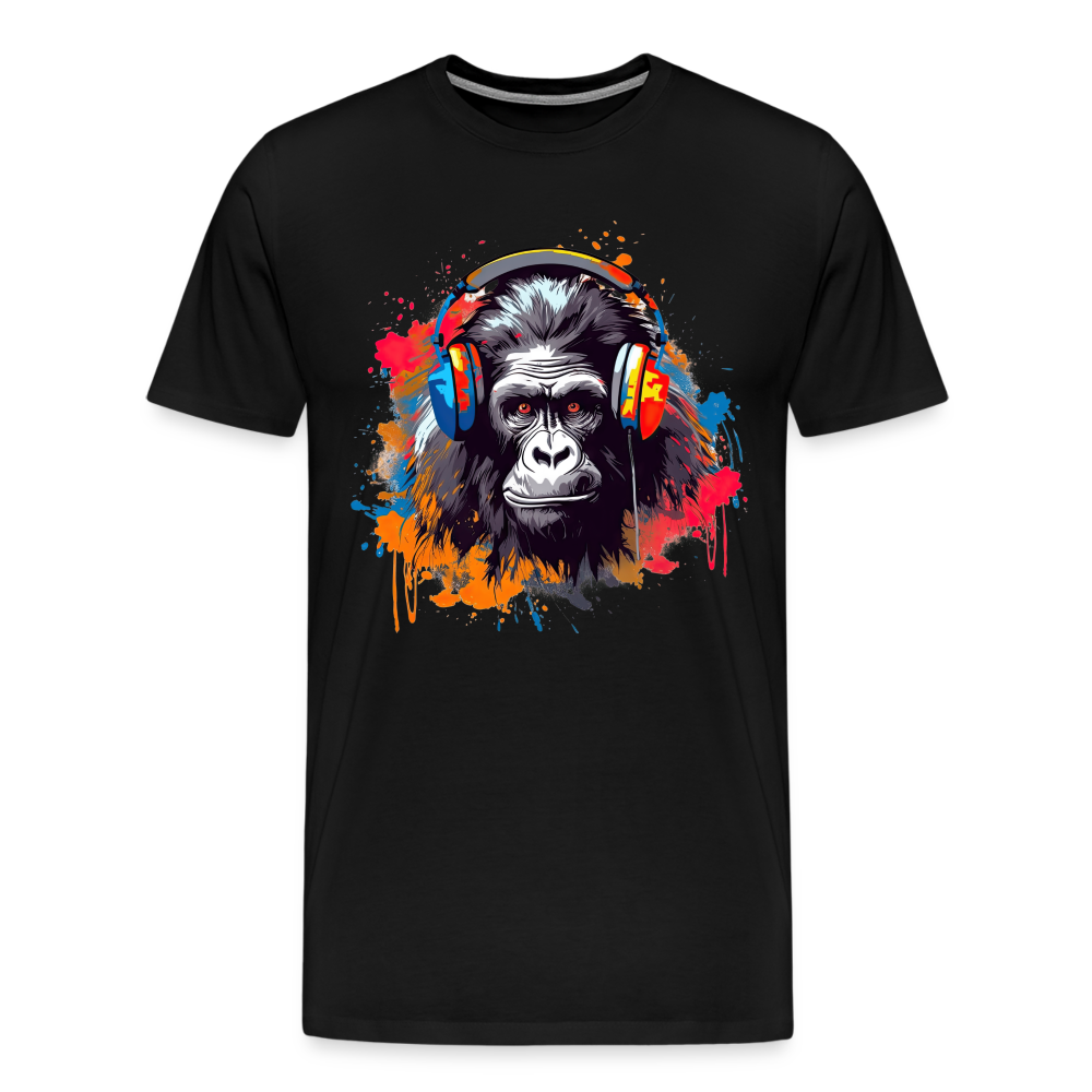 DJ Monkey Affe T-Shirt Männer Premium T-Shirt - Schwarz