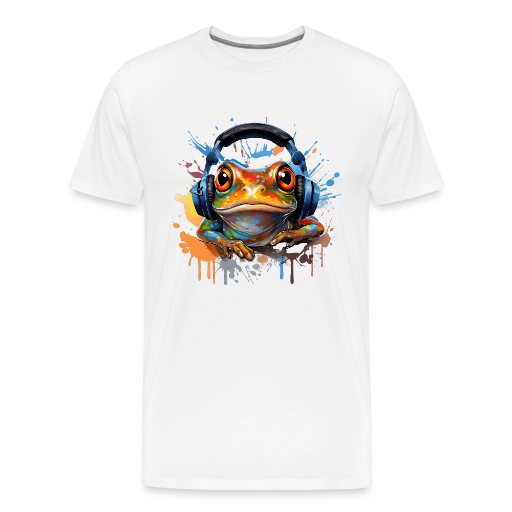 Frosch Kopfhörer Safari Zoo Männer Premium T-Shirt - Weiß
