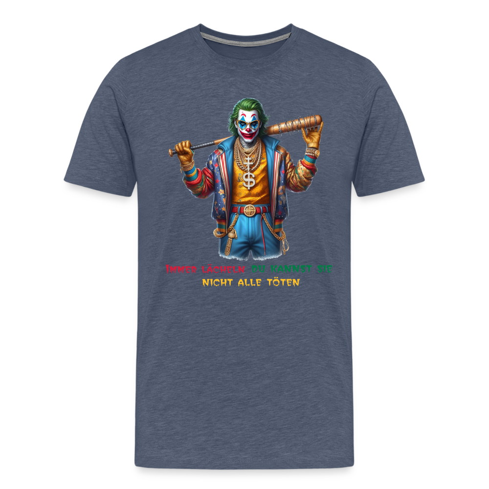 Joker Immer lächeln Männer Premium T-Shirt - Blau meliert