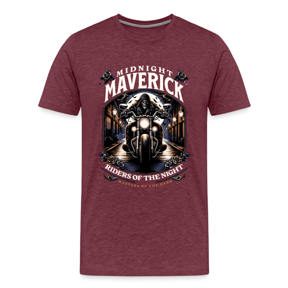 Maverick Premium T-Shirt Herren - Bordeauxrot meliert