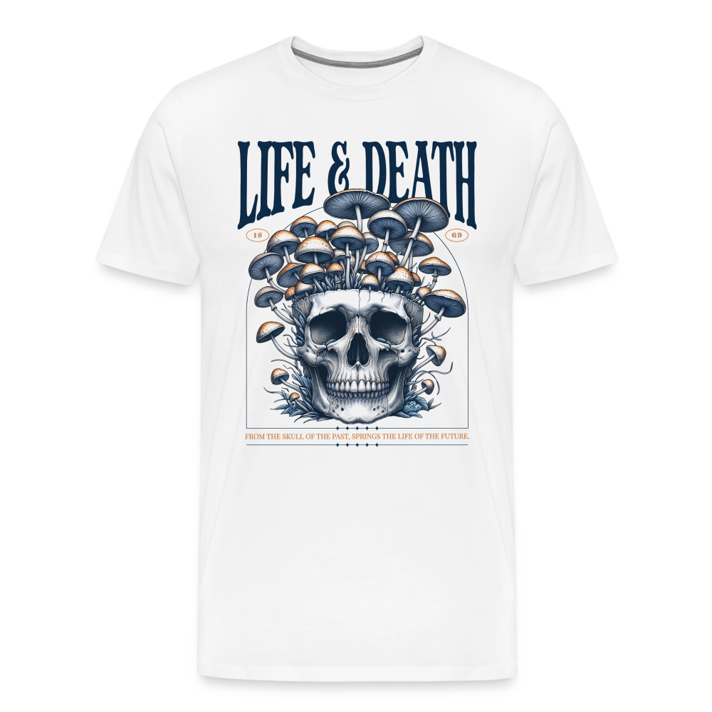 Life & Death Skull Totenkopf Premium T-Shirt Herren - Weiß
