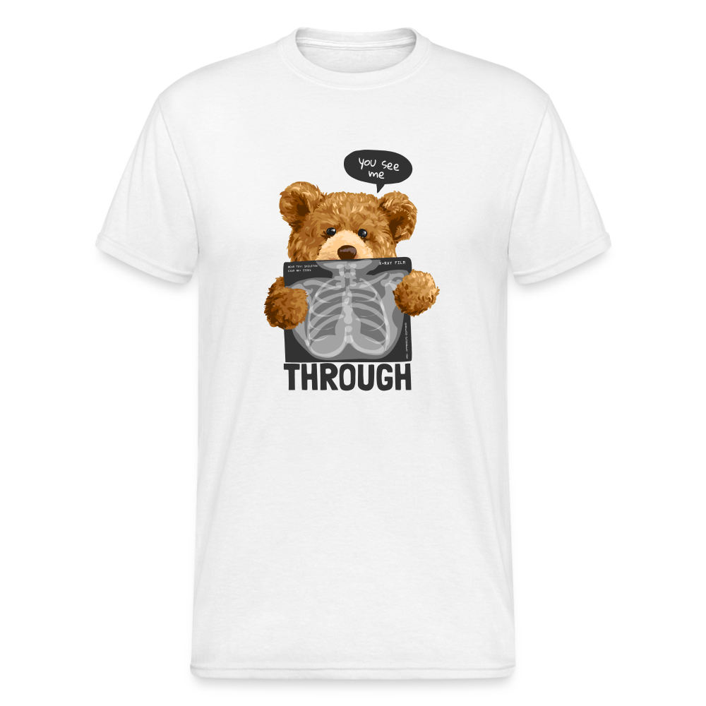 Teddybär Bear Through Streetwear Spruch T-Shirt Herren - Weiß