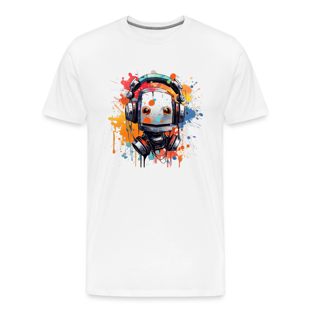 Roboter Kopfhörer Männer Premium T-Shirt - Weiß