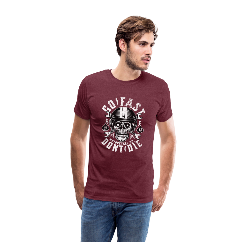 Go Fast Dont Die Premium T-Shirt Herren - Bordeauxrot meliert